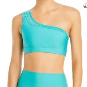 Alo Airlift Excite Bra One Shoulder 2 Layer Ocean Teal s